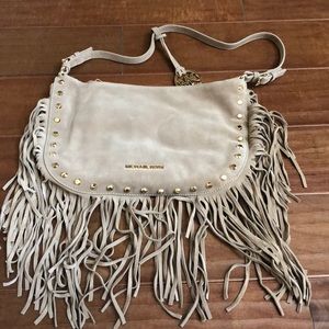Michael Korda Tan Suede Fringe Purse